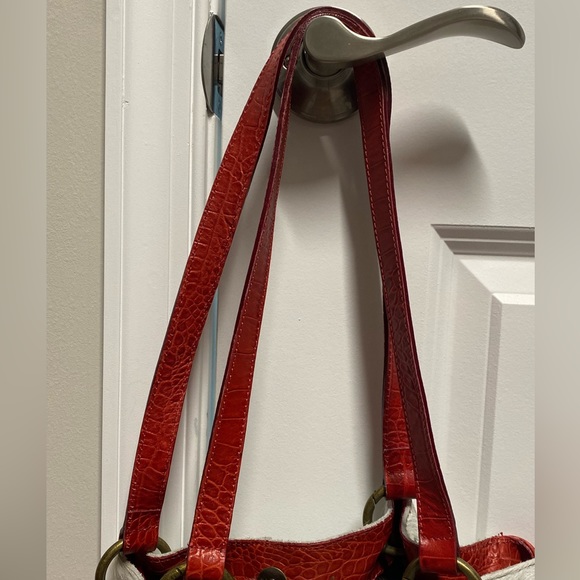 Maurizio Taiuti Red and White Cowhide Tote - Picture 5 of 5